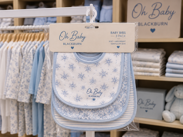 3-Pack Blue Baby Bib Set